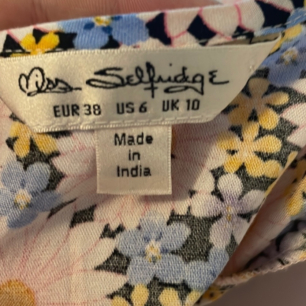 Miss Selfridge Floral Mini Dres Long Sleeve Slit Back - Picture 3 of 9